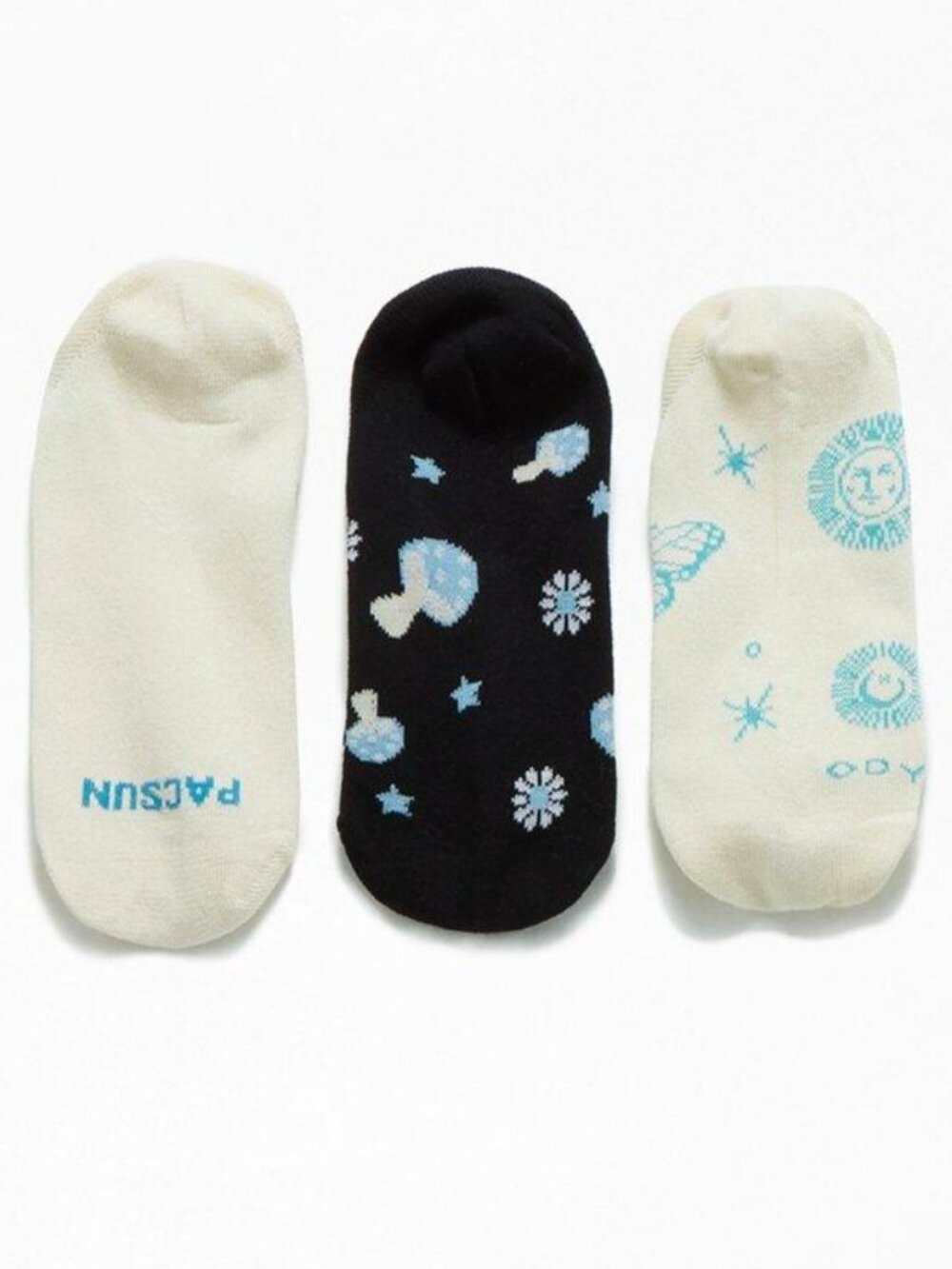 PacSun 3 Pack Sketch No-Show Socks Multicolor Cotton Blend 1 Size Fits Most NWT